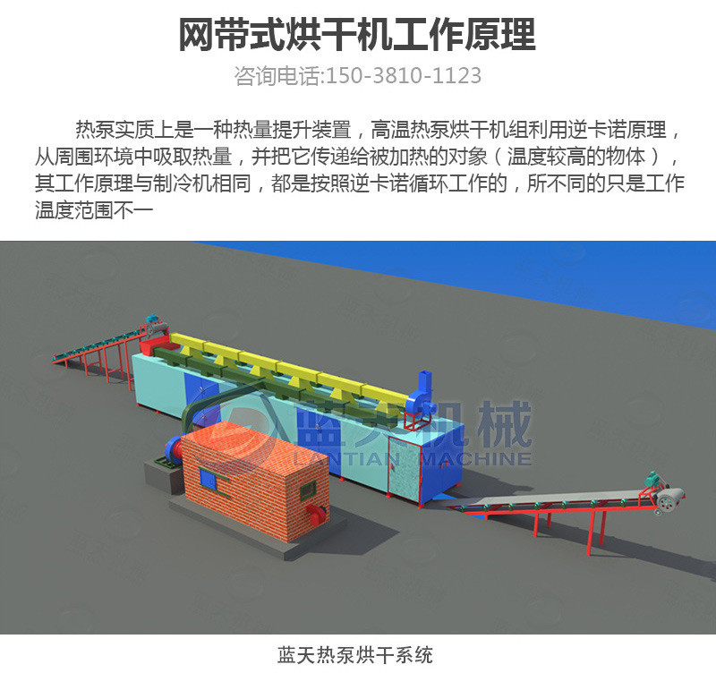  網帶球炭烘干機工作原理